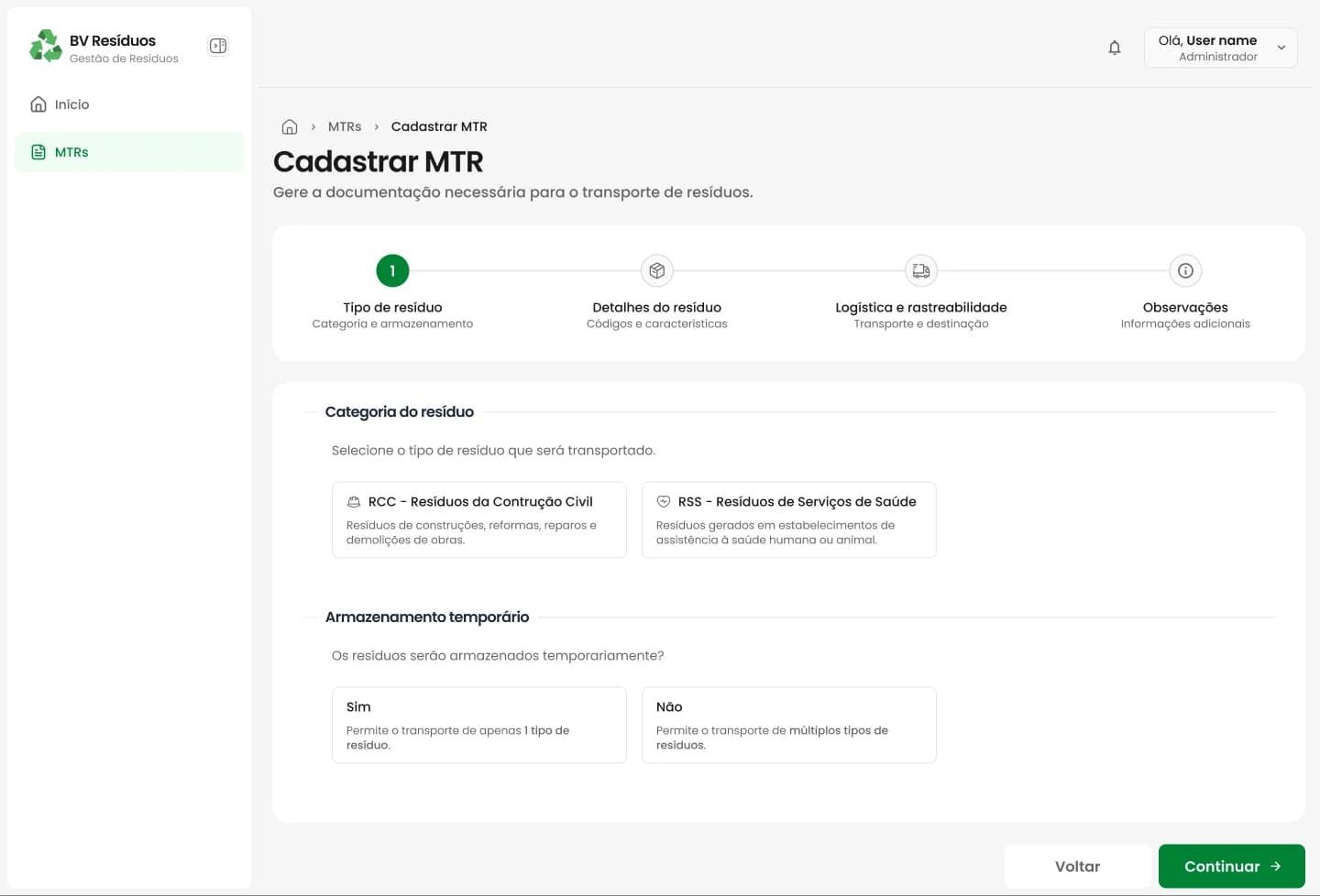 Cadastro do MTR no web