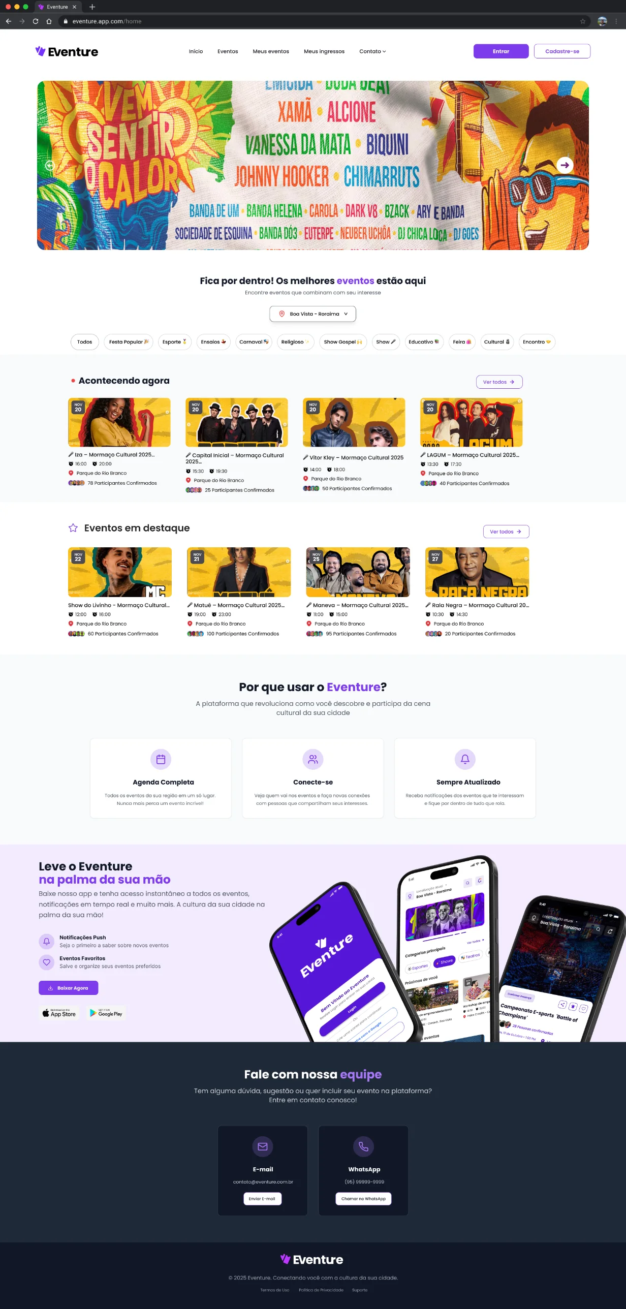 Home web do Eventure