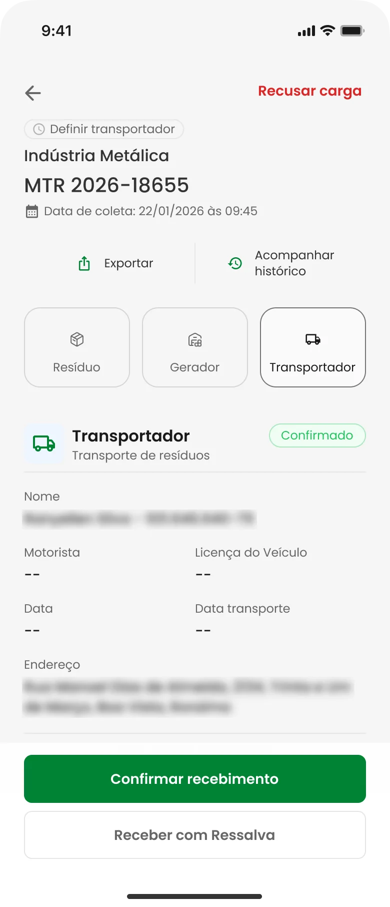 App com confirmar recebimento ou receber com ressalva